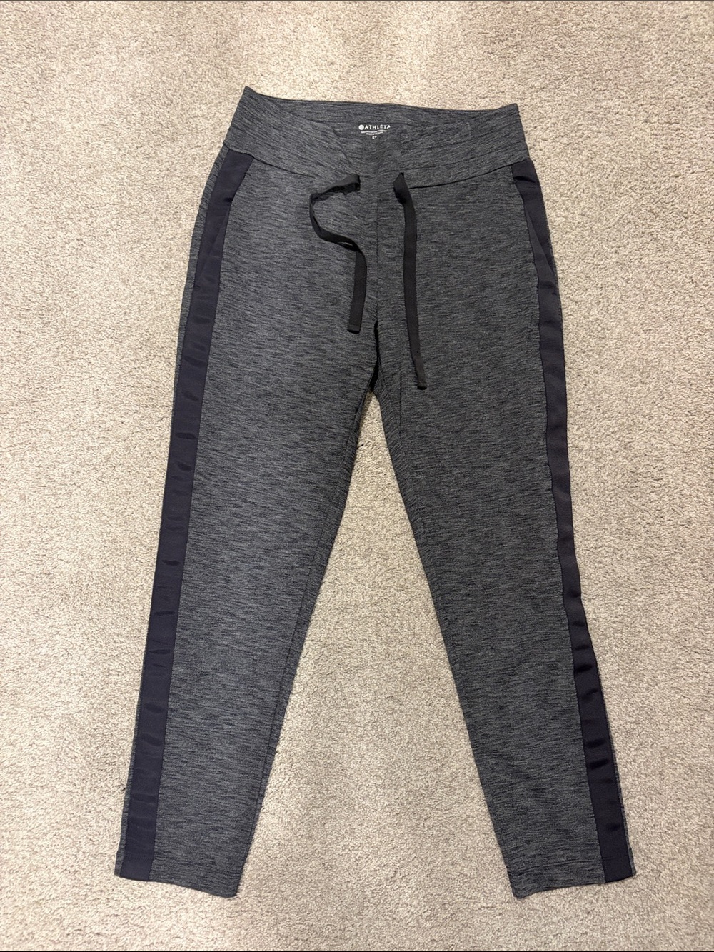 Athleta Women’s Charcoal Heather Joggers with Dark Gray Side Panels